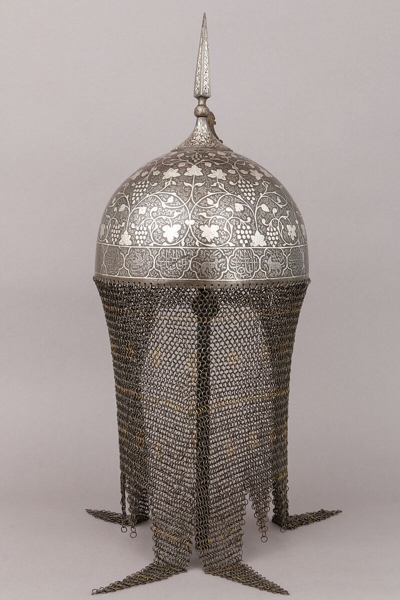 Helmet, Arm Guard, and Shield, Steel, silver, Indian