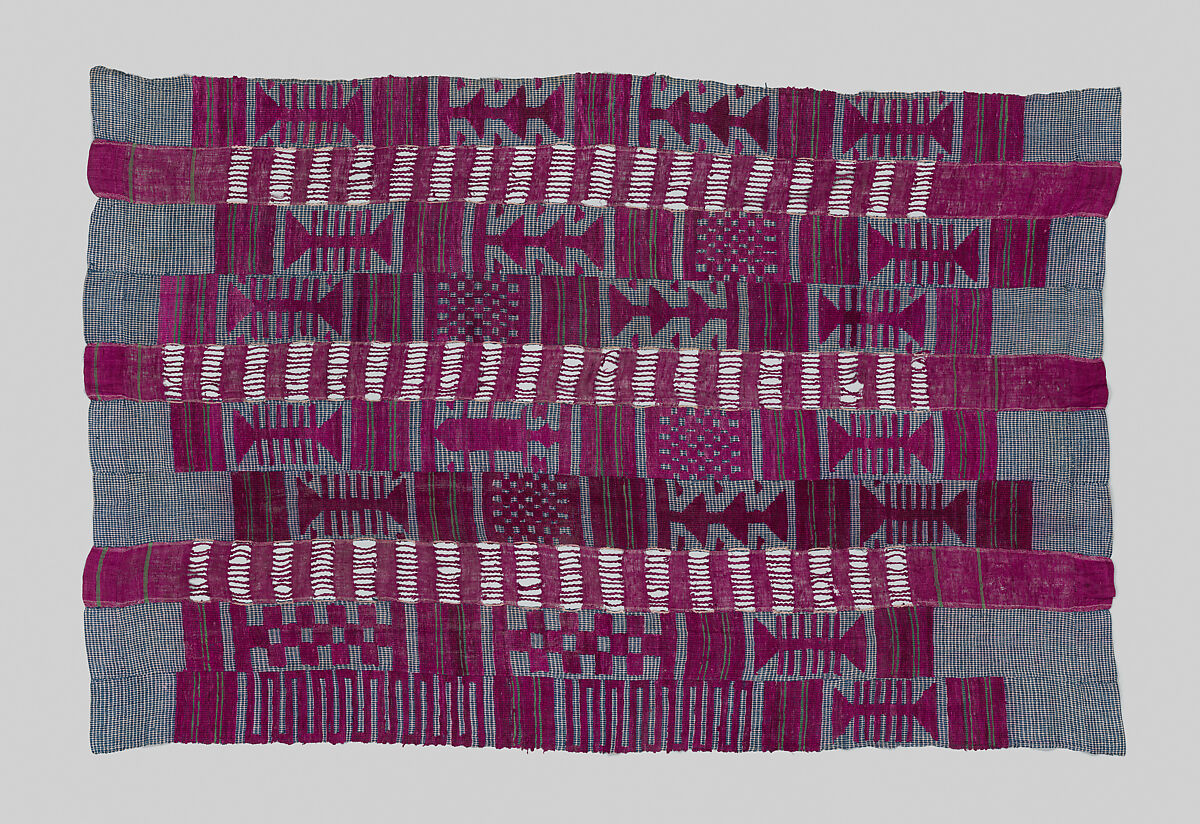 Shawl (aso oke), Cotton and silk, Yoruba peoples 