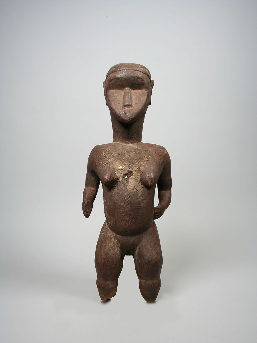 Figure: Female (Neganou), Wood, sacrificial materials, eggshells, Bidjogo peoples 