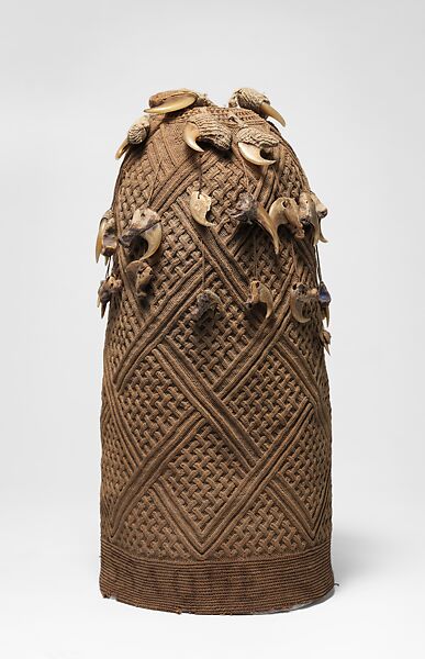 Prestige Cap (Mpu), Raffia or pineapple fiber, leopard claws, Kongo peoples
