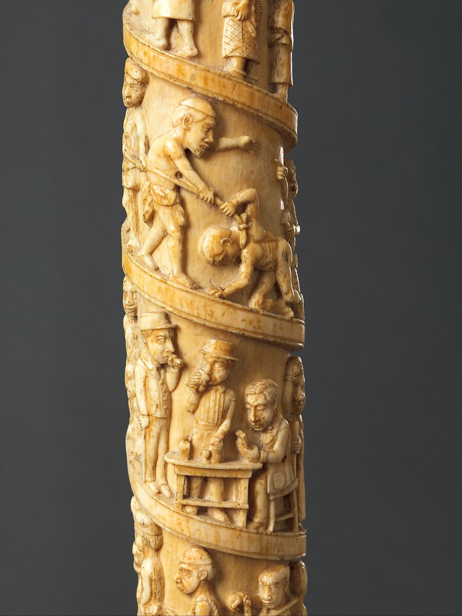 Tusk with figurative relief, Vili-Kongo artist(s), Ivory, Vili-Kongo peoples