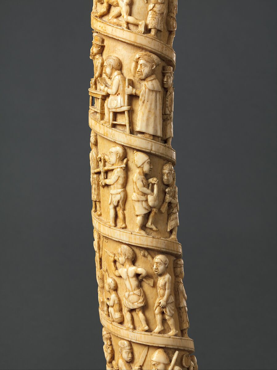 Tusk with figurative relief, Vili-Kongo artist(s), Ivory, Vili-Kongo peoples