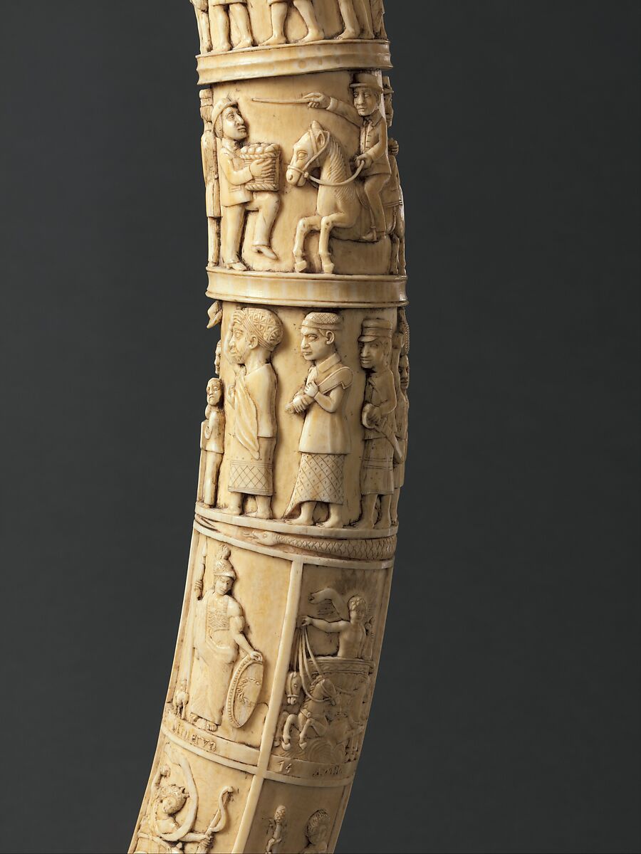Tusk with Figurative Relief, Vili-Kongo artist(s), Ivory, Vili-Kongo peoples