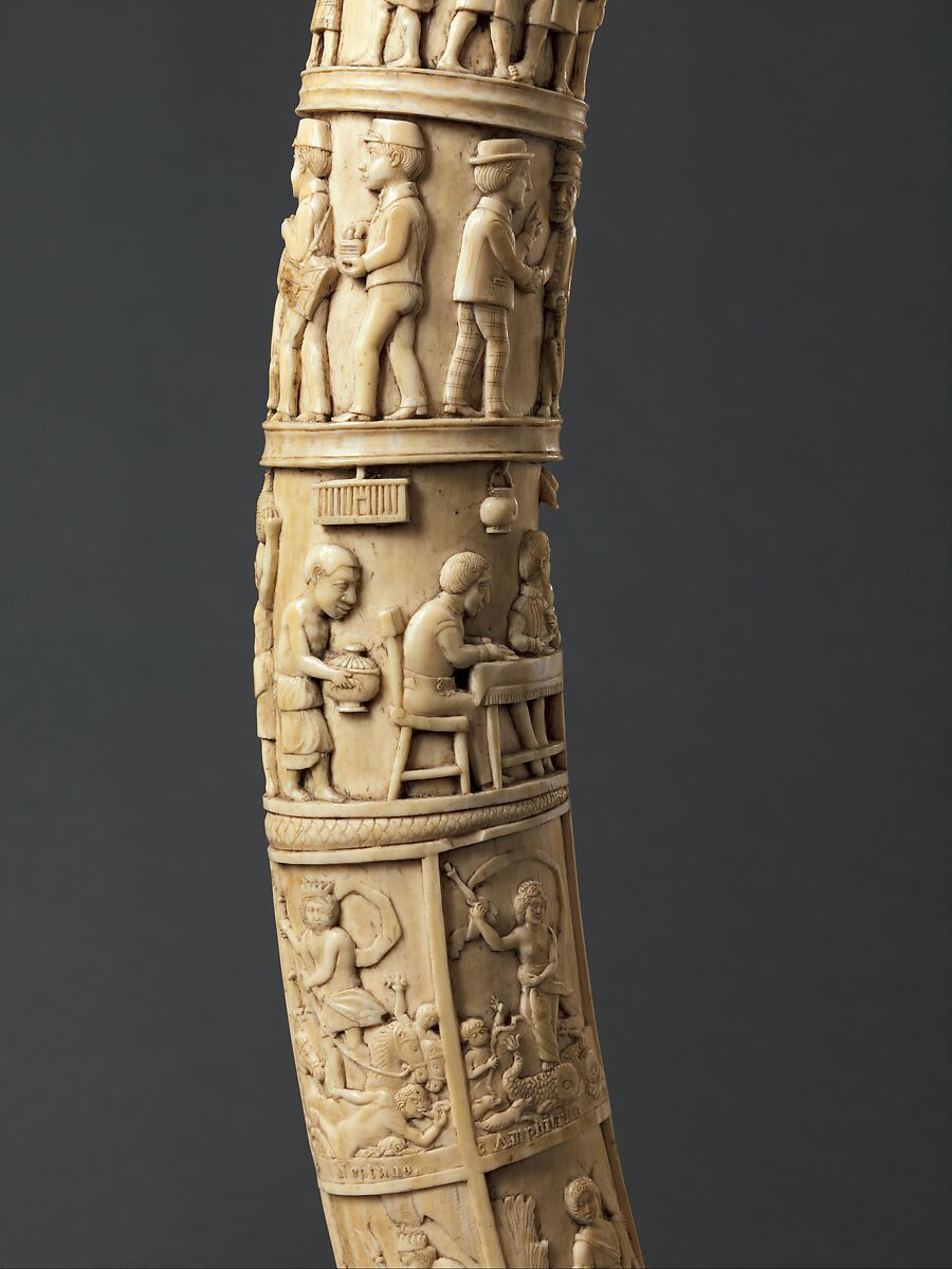 Tusk with Figurative Relief, Vili-Kongo artist(s), Ivory, Vili-Kongo peoples