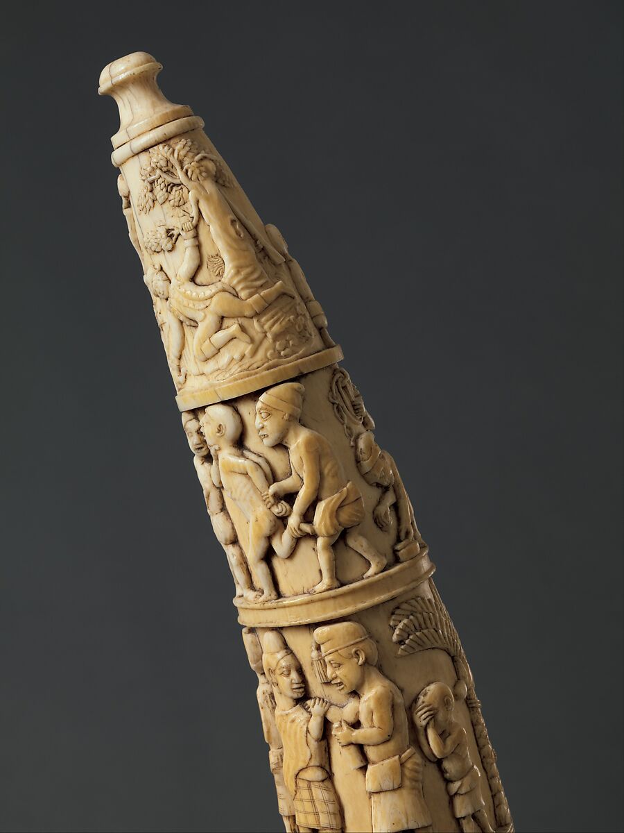 Tusk with Figurative Relief, Vili-Kongo artist(s), Ivory, Vili-Kongo peoples