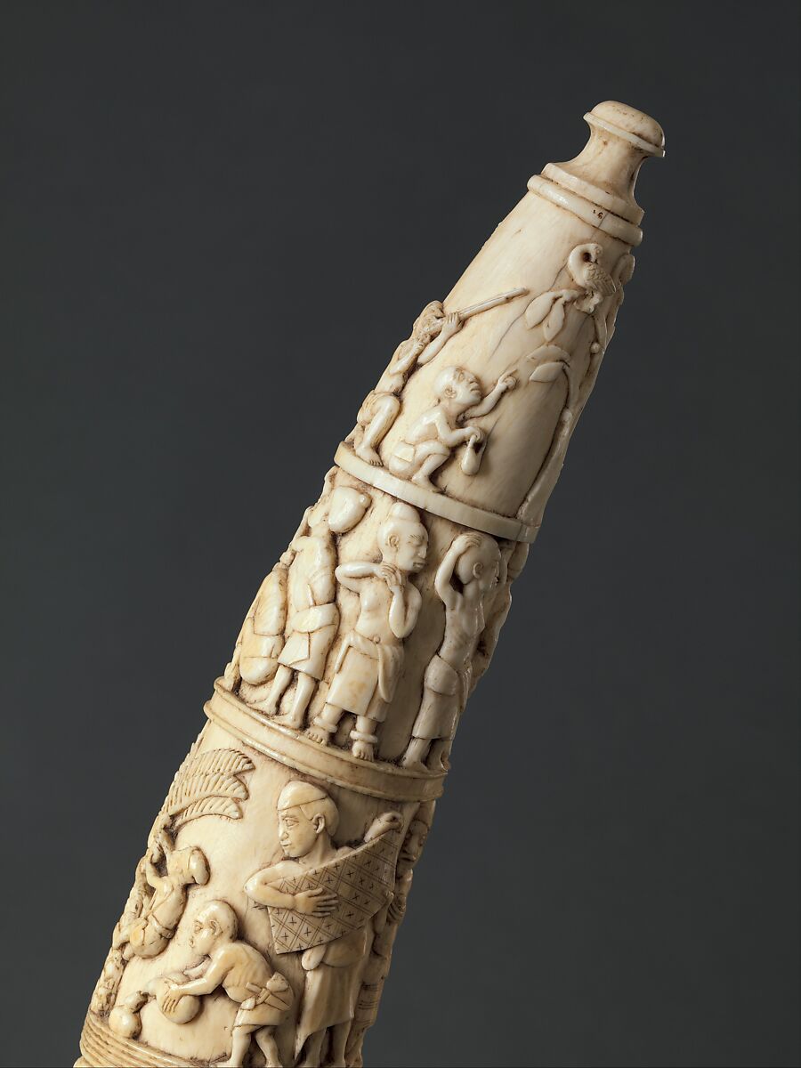 Tusk with Figurative Relief, Vili-Kongo artist(s), Ivory, Vili-Kongo peoples