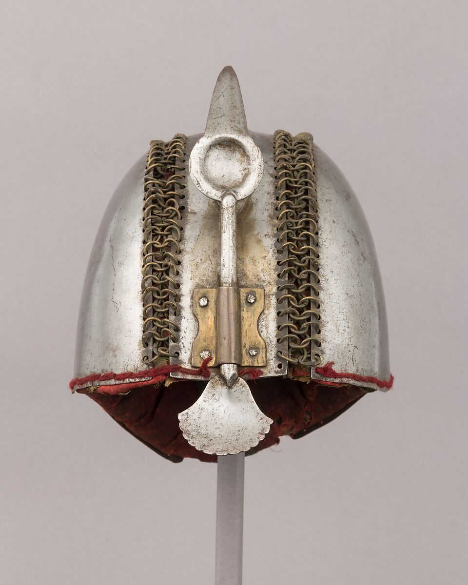 Helmet, Steel, textile, copper alloy, Indian, possibly Central Indian