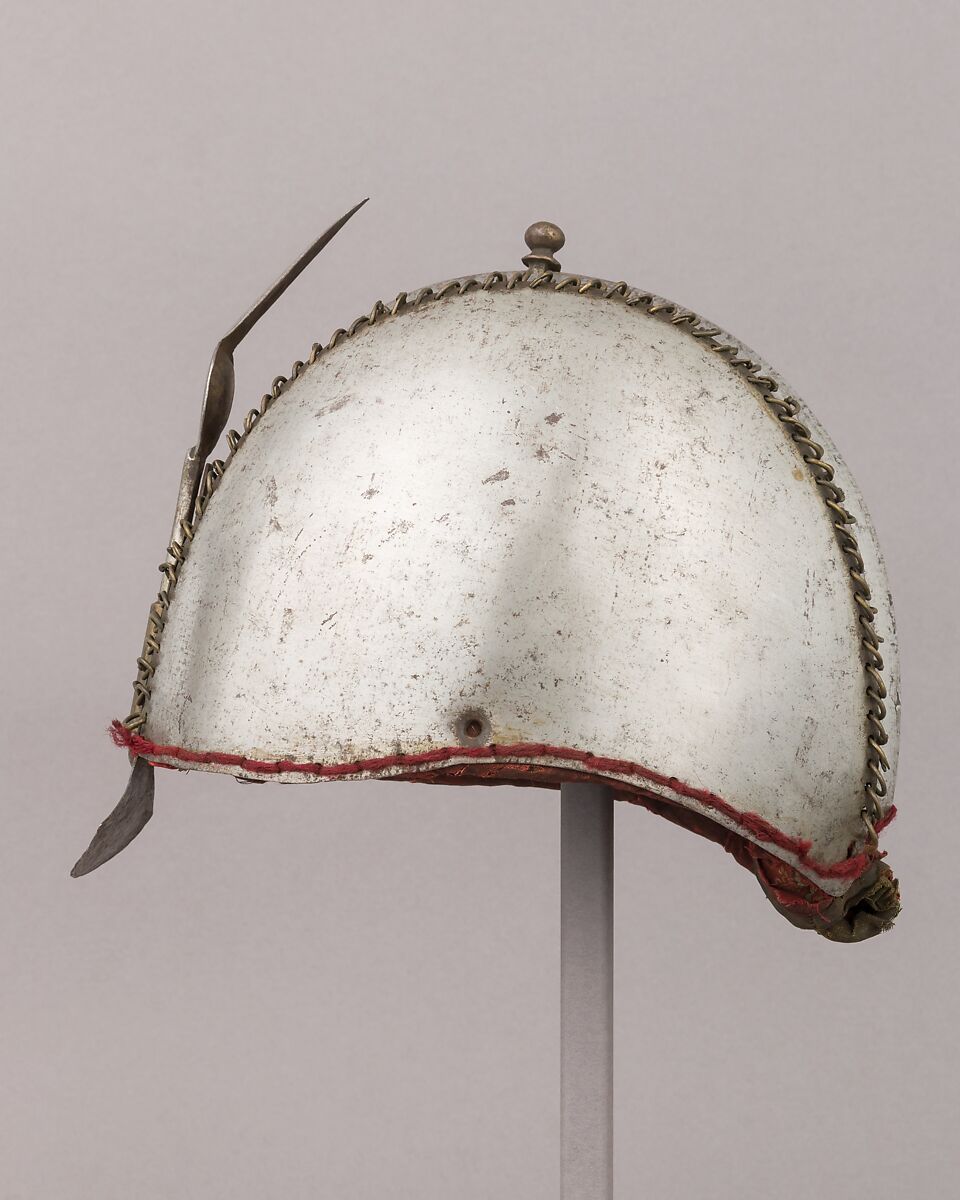 Helmet, Steel, textile, copper alloy, Indian, possibly Central Indian