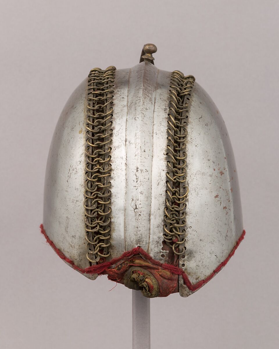 Helmet, Steel, textile, copper alloy, Indian, possibly Central Indian