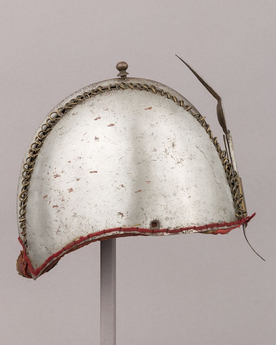 Helmet, Steel, textile, copper alloy, Indian, possibly Central Indian