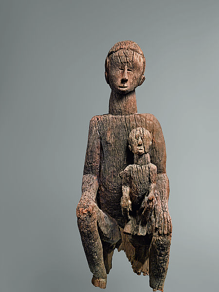 Maternity Figure: Seated Mother and Child, Wood, Mbembe peoples 