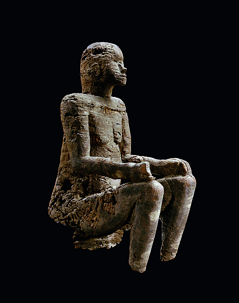 Seated female figure, Wood, Mbembe peoples 