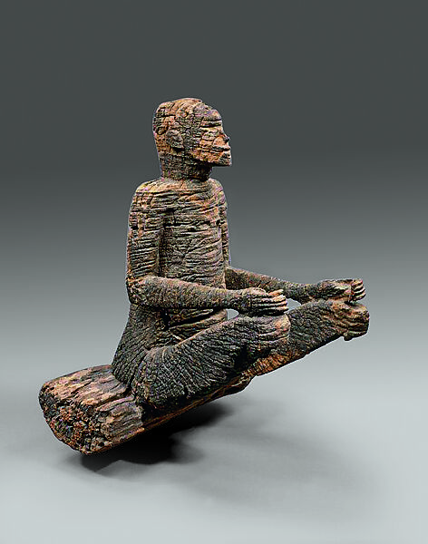 Seated figure, Wood (Afzelia), Mbembe peoples 