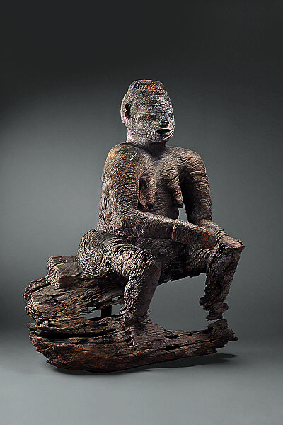 Seated Female Figure, Wood, Mbembe peoples 
