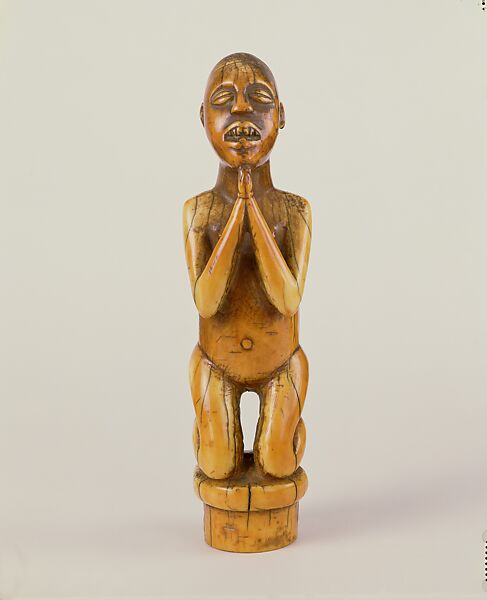 Staff Finial: Kneeling Female with Clasped Hands, Ivory, Kongo peoples