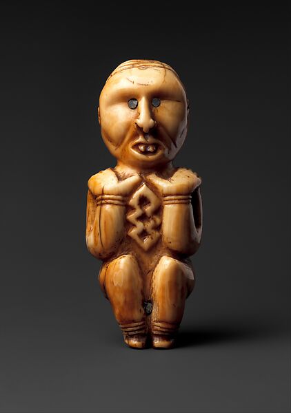 Staff Finial: Seated Figure, Ivory, Kongo peoples