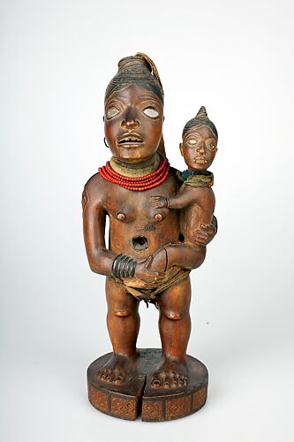Power Figure: Standing Female Figure with Child (Wife of Mabyaala?) (Nkisi)
