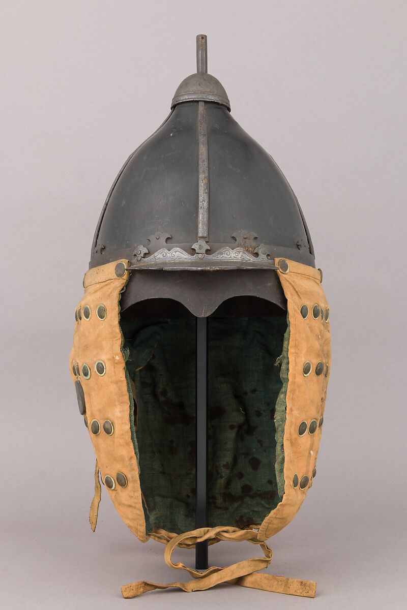 Helmet, Leather, iron, silver, textile, brass, Korean