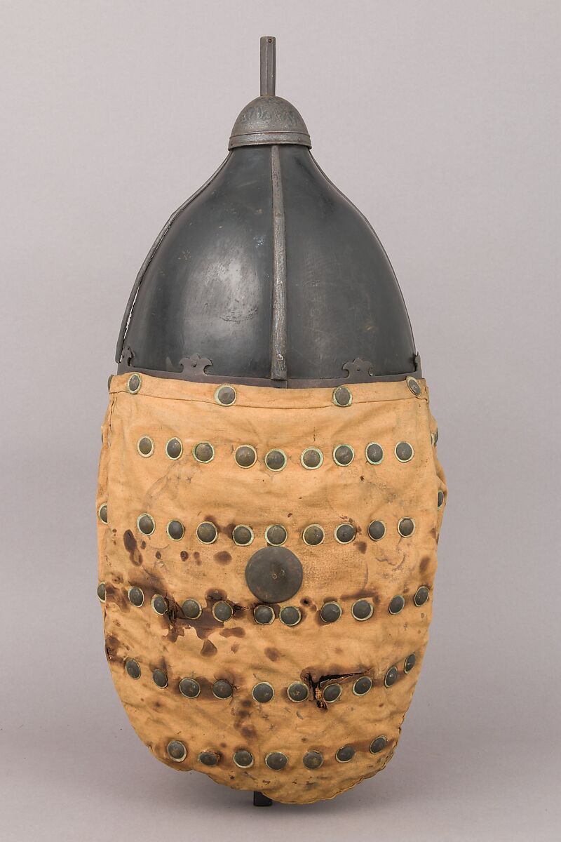 Helmet, Leather, iron, silver, textile, brass, Korean