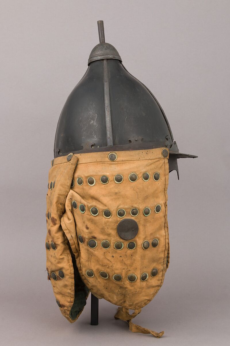 Helmet, Leather, iron, silver, textile, brass, Korean