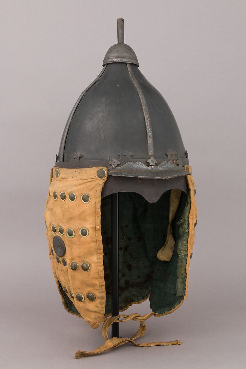 Helmet, Leather, iron, silver, textile, brass, Korean 