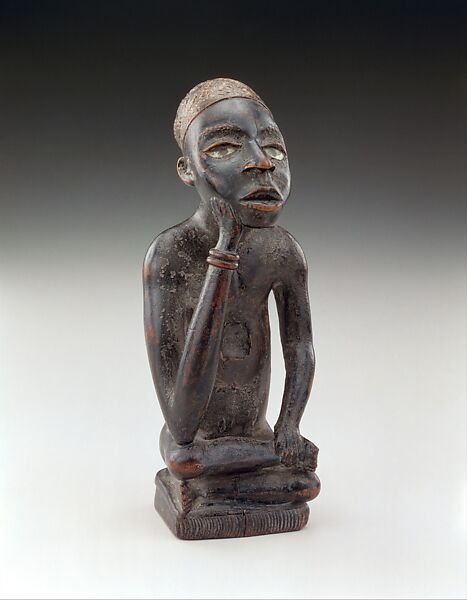 Power Figure: Seated Male (Nkisi), Wood, Kongo peoples