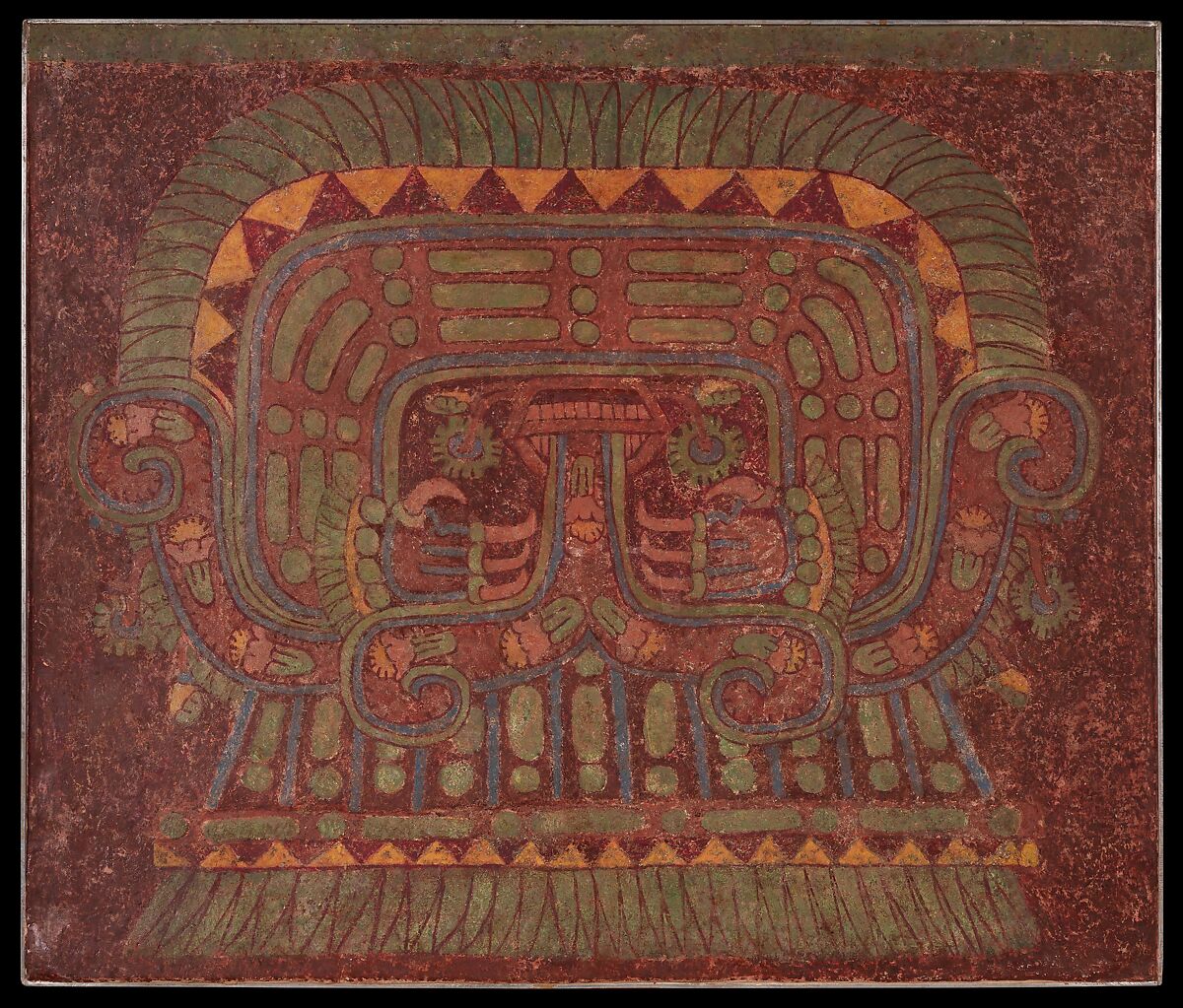 Wall Painting, Earthen aggregate, lime plaster, pigments, Teotihuacan 