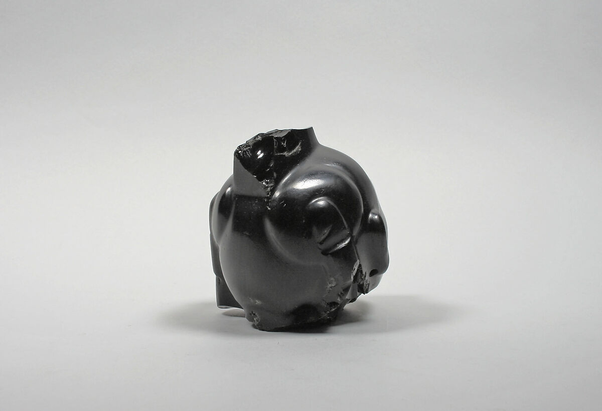 Head from a figure, Xochipilli-Macuilxochitl, Obsidian, Mexica (Aztec)