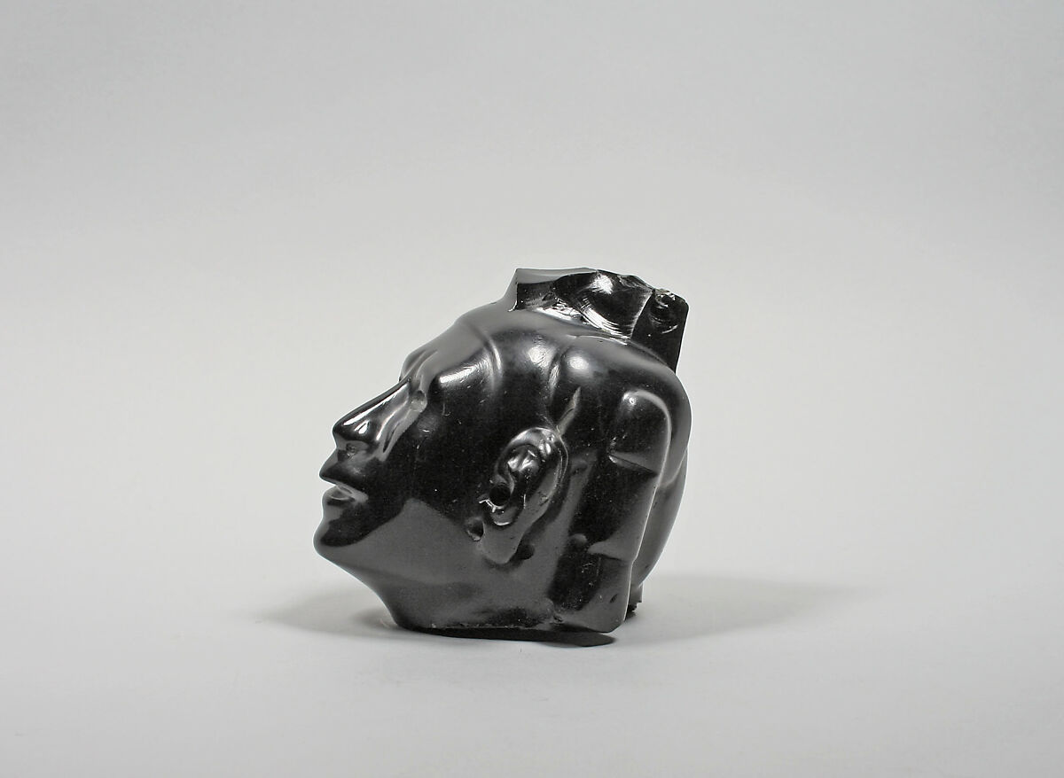 Head from a figure, Xochipilli-Macuilxochitl, Obsidian, Mexica (Aztec)