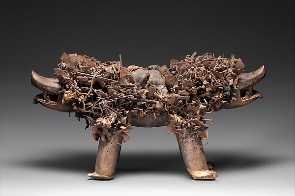 Power Figure (Nkisi N'Kondi: Kozo), Wood, metal, resin, plant fiber, textile, pigment, Kongo peoples; Yombe group
