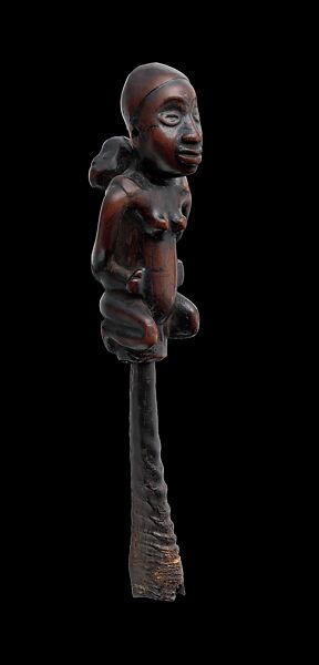 Whistle with Kneeling Female Figure and Child, Ivory, horn, Kongo peoples 