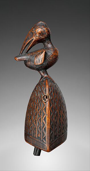 Ceremonial Bell with Bird, Wood, metal, Kongo peoples