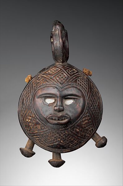Ceremonial Bell with Face, Wood, mirror, resin, fiber, Kongo peoples