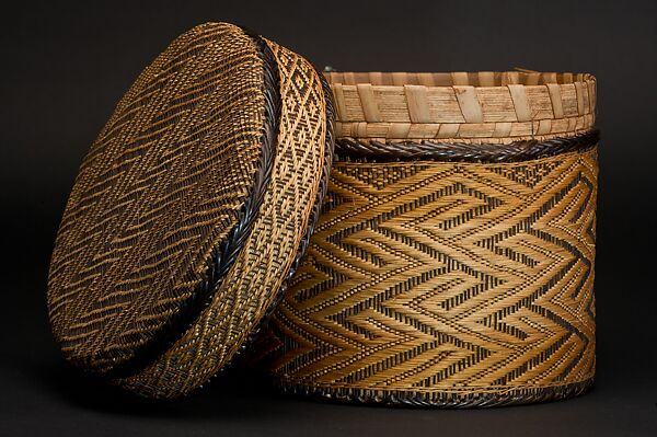 Basket, Fiber, wood, pigment, Kongo peoples