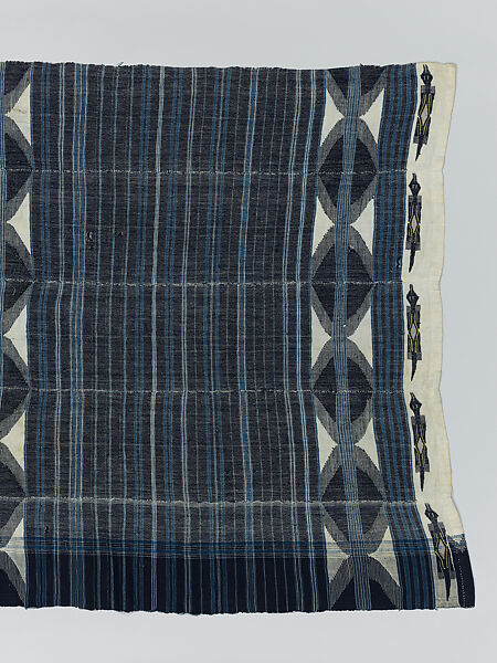 Elégẹ̀gẹ̀ dúdú (woman’s prestige wrapper with dark band), Obamadesara (Nigerian, died 1956, Owo), Cotton (both hand- and machine-spun), dye, Yoruba peoples