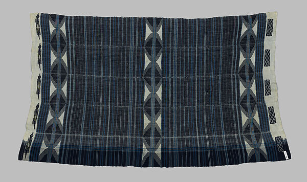 Elégẹ̀gẹ̀ dúdú (woman’s prestige wrapper with dark band), Obamadesara (Nigerian, died 1956, Owo), Cotton (both hand- and machine-spun), dye, Yoruba peoples