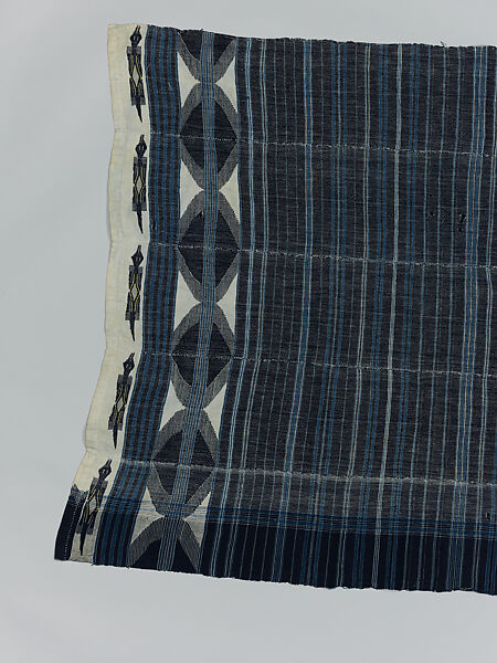 Elégẹ̀gẹ̀ dúdú (woman’s prestige wrapper with dark band), Obamadesara (Nigerian, died 1956, Owo), Cotton (both hand- and machine-spun), dye, Yoruba peoples