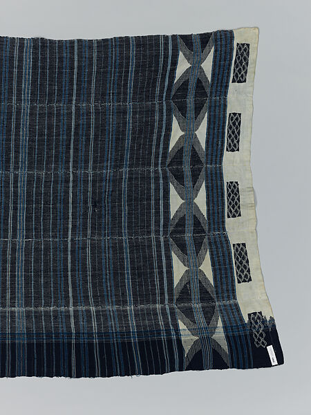 Elégẹ̀gẹ̀ dúdú (woman’s prestige wrapper with dark band), Obamadesara (Nigerian, died 1956, Owo), Cotton (both hand- and machine-spun), dye, Yoruba peoples