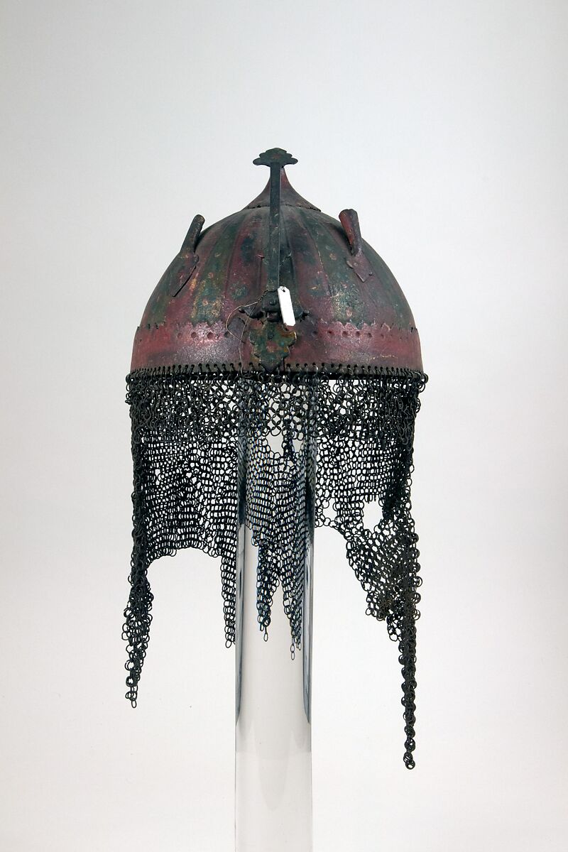 Helmet, Iron, pigment, Persian 