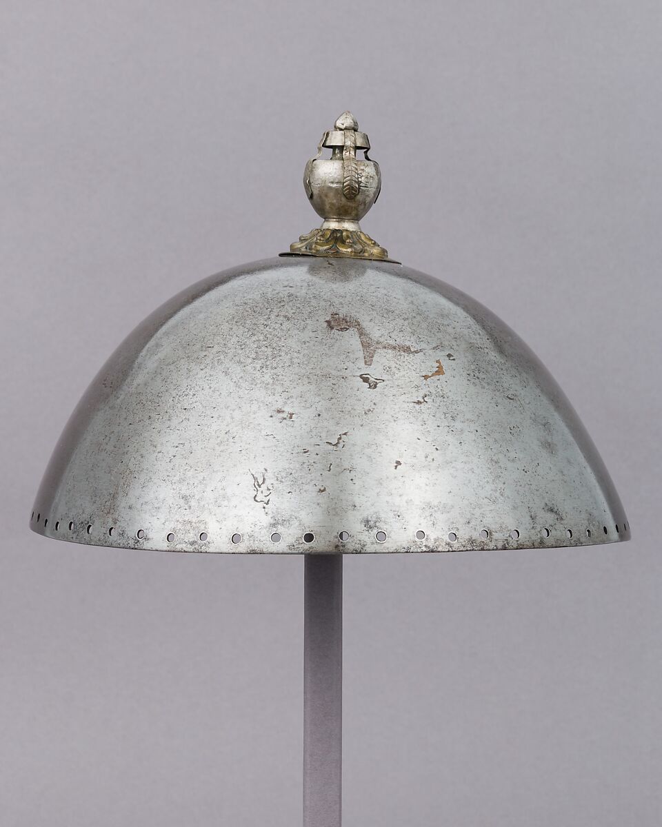 Helmet, Steel, silver, brass, gold, Bhutanese