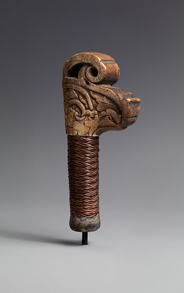 Sword Handle, Antler, fiber, resin, Dayak people 