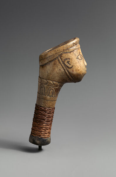 Sword Handle, Antler, fiber, resin, Dayak people