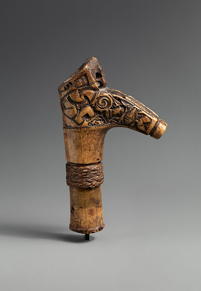 Sword Handle, Antler, fiber, Dayak people 