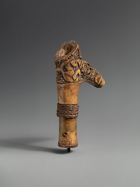 Sword Handle, Antler, fiber, Dayak people
