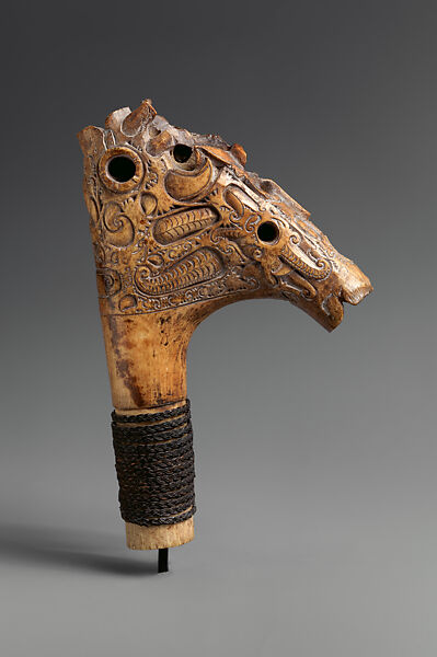 Sword Handle, Antler, fiber, Dayak people 