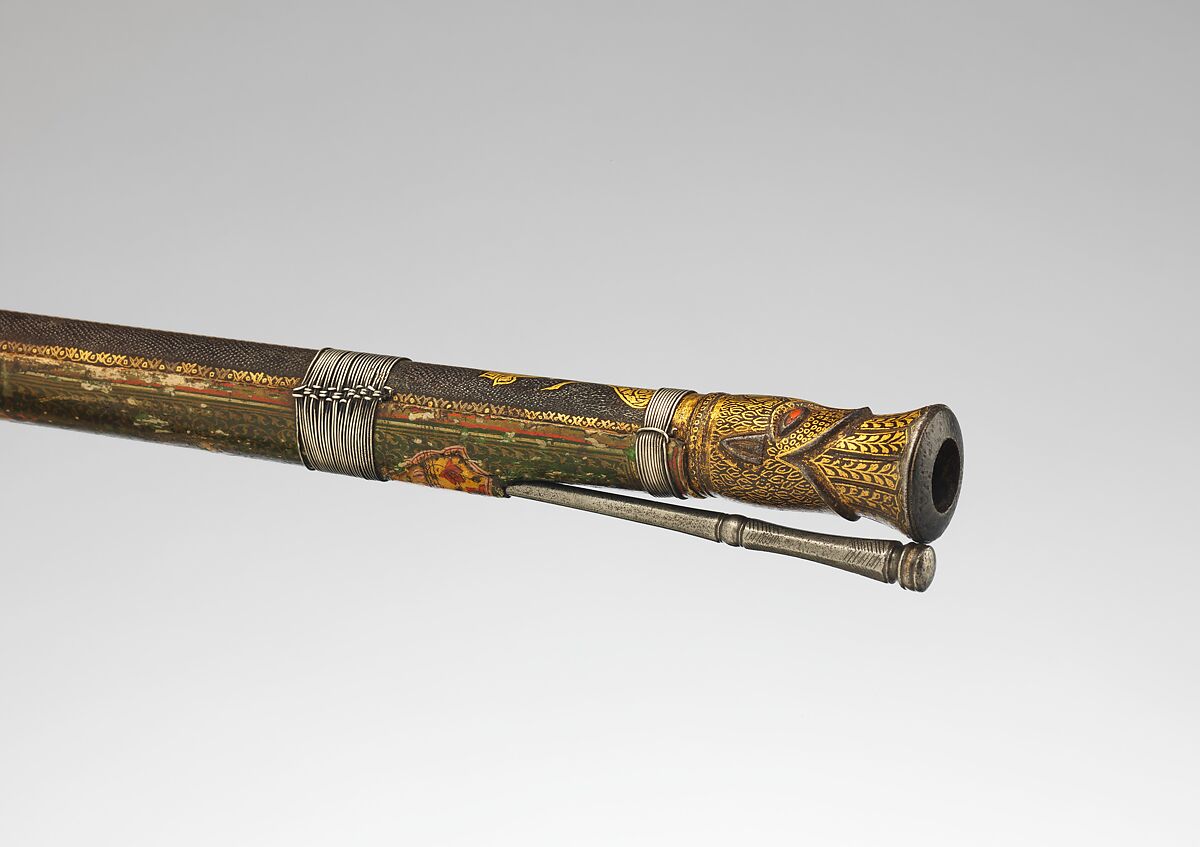 Matchlock Gun, Steel, iron, wood, ivory, gold, silver, copper alloy, pigment, Indian, Rajasthan, possibly Gwalior