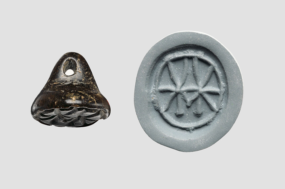 Loop-handled conoid seal, Steatite, black, Cypriot
