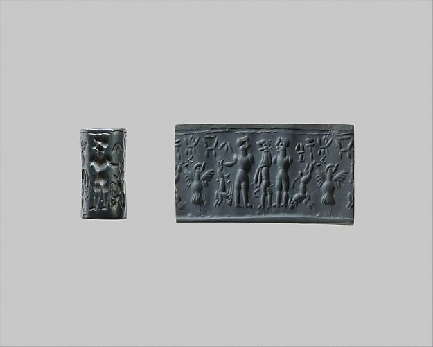 Cylinder seal and modern impression: combat between men and a lion