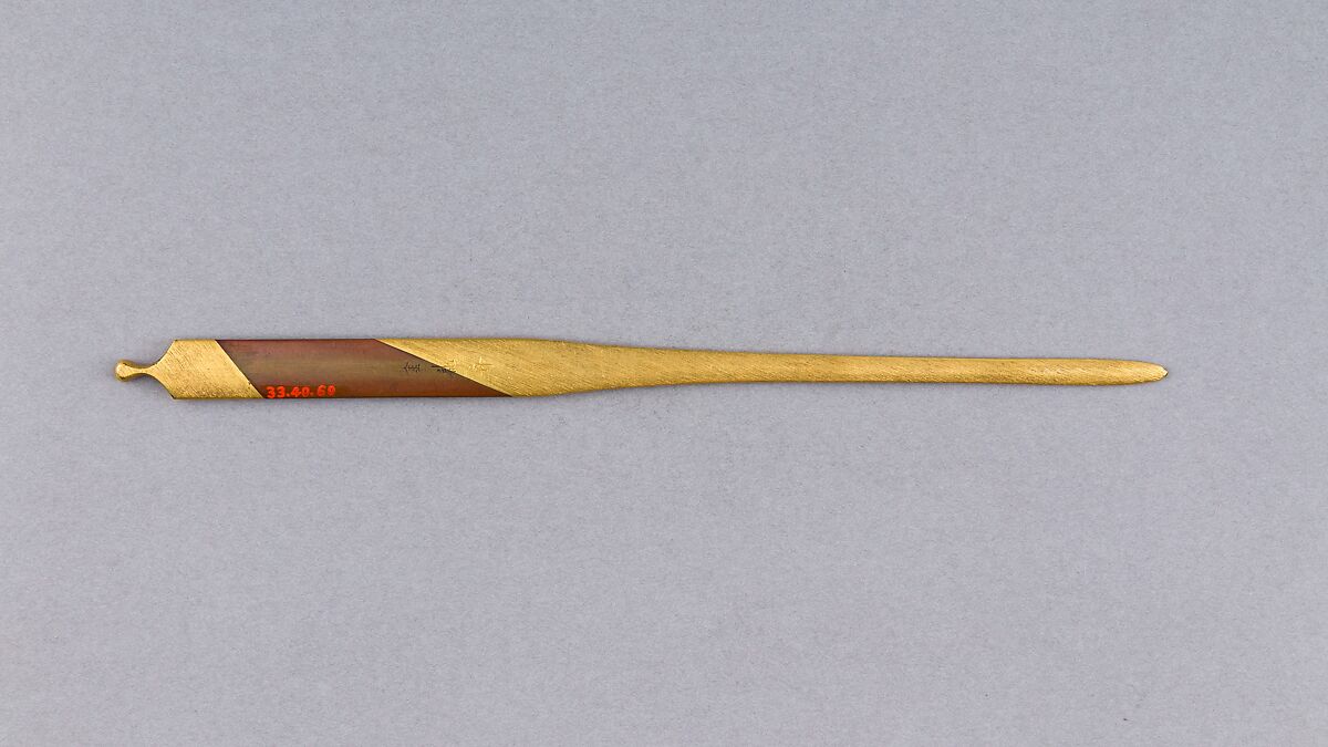Hair Dressing Tool (Kogai), Copper-gold alloy (shakudō), gold, copper, Japanese