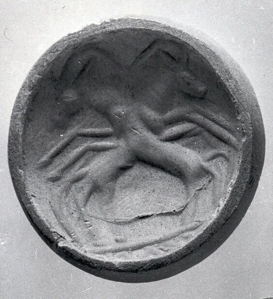 Stamp seal (conoid) with animals, Banded and flawed neutral Chalcedony (Quartz), Assyro-Babylonian 